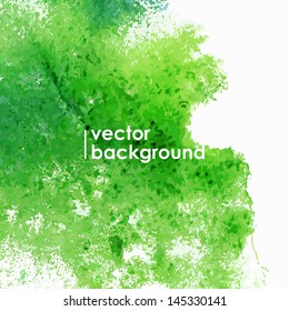 Vector background. Green watercolor splash. Watercolor spots. Grunge background.