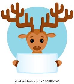 Vector background and greeting card with cute deer