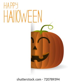 Vector background. Greeting card Happy Halloween. Pumpkin looks.Eps10.