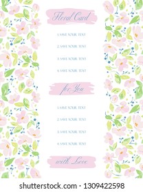 Vector background for greetings or invitations to the wedding with lovely abstract pink flowers. Invitation card with soft, gentle colors, template for creative own design.
