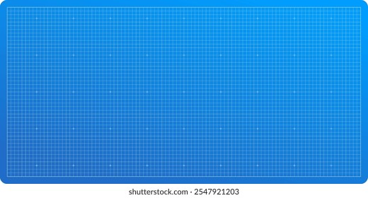 Vector background with grid blueprint. Wireframe paper for architecture and tech projects. Self-healing cutting mat design with metric scale.