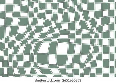 Vector background with groovy checkerboard texture, aesthetic psychedelic vintage pattern, trendy print, backdrop with distorted grid tile 