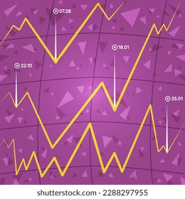 Vector background with growth charts in cartoon comic style.