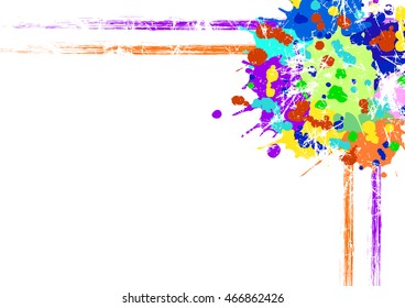 Vector background. Grunge colorful template with brushstrokes, splash, blots with space for text. Graphic illustration.  