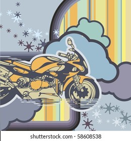 Vector background with a grunge motorcycle.