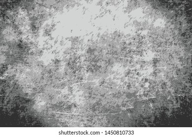 Vector background in grunge style, black scratches and stains on gray.