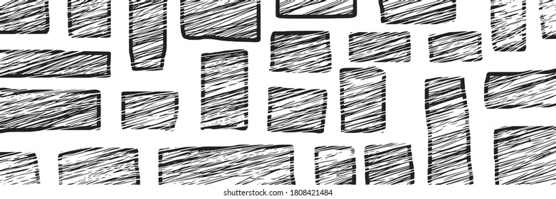 Vector background in grunge style. Shapeless rectangles, pencil drawing.