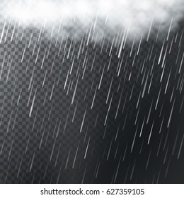 Vector Background With Half Transparent Clouds And Rain Drops.