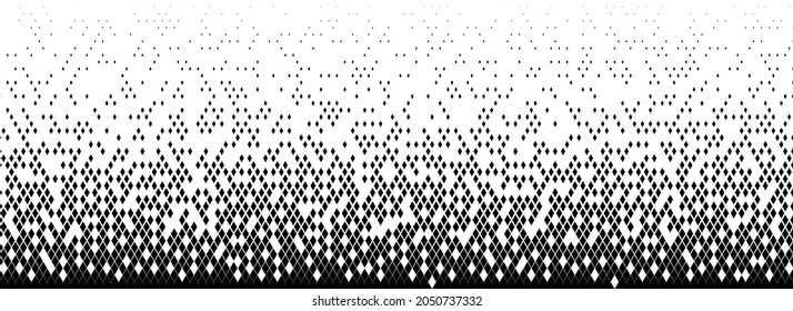 Vector background of halftones.Filled with black diamonds .Long attenuation. Arbitrary destruction.