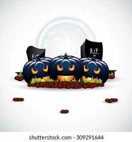 Vector background to Halloween with funny pumpkins 