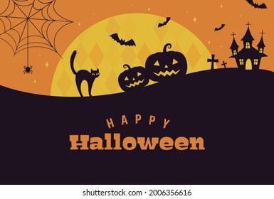 vector background with halloween illustrations for banners, cards, flyers, social media wallpapers, etc.