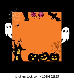 Vector background of Halloween related objects and creatures