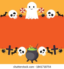 Vector background of Halloween related objects and creatures