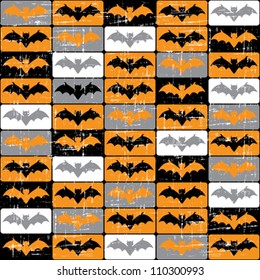 Vector background of Halloween-related objects and creatures.