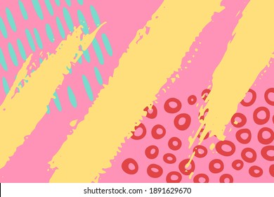 Vector background with hand drawn abstract elements. Trendy bright design.