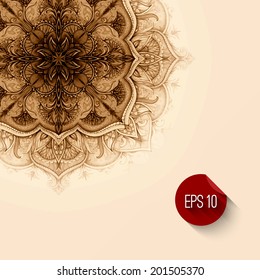 Vector background. Hand drawn abstract background. Decorative retro banner. Card or invitation. Vintage decorative elements. Floral ornament. Islam, arabic, indian, ottoman motifs.