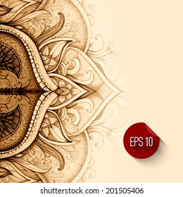 Vector background. Hand drawn abstract background. Decorative retro banner. Card or invitation. Vintage decorative elements. Floral ornament. Islam, arabic, indian, ottoman motifs.