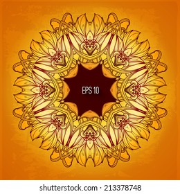 Vector background. Hand drawn abstract background. Decorative retro banner. Card or invitation. Vintage decorative elements. Floral ornament. Islam, arabic, indian, ottoman motifs.