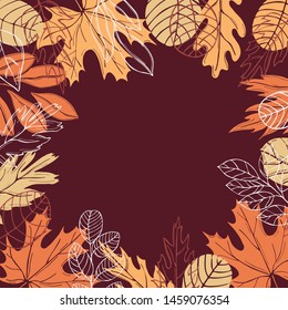  Vector background with hand drawn autumn leaves.  Sketch illustration