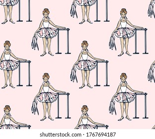 Vector background hand drawn ballerina. Hand drawn ink illustration. Modern ornamental decorative background. Vector pattern. Print for textile, cloth, wallpaper, scrapbooking