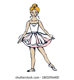 Vector background hand drawn ballerina. Hand drawn ink illustration. Modern ornamental decorative background. Print for card, textile, cloth, scrapbooking