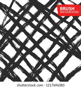Vector background with hand drawn black brush lines