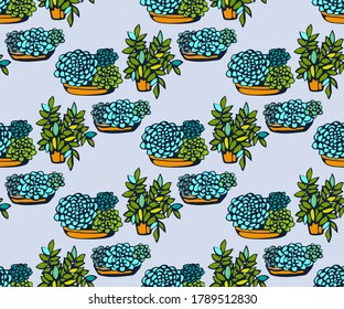 Vector background hand drawn cactus, succulent. Hand drawn ink illustration. Modern ornamental decorative background. Vector pattern. Print for textile, cloth, wallpaper, scrapbooking
