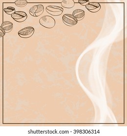 Vector background with hand drawn coffee beans