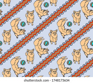 Vector background hand drawn corgi dog. Hand drawn ink illustration. Modern ornamental decorative background. Vector pattern. Print for textile, cloth, wallpaper, scrapbooking