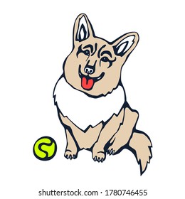 Vector background hand drawn corgi dog. Hand drawn ink illustration. Modern ornamental decorative background. Print for textile, cloth, wallpaper, scrapbooking