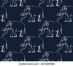 Vector background hand drawn doodle elephant. Hand drawn ink illustration. Modern ornamental decorative background. Vector pattern. Print for textile, cloth, wallpaper, scrapbooking