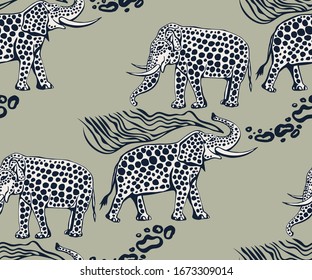 Vector background hand drawn doodle elephant. Hand drawn ink illustration. Modern ornamental decorative background. Vector pattern. Print for textile, cloth, wallpaper, scrapbooking