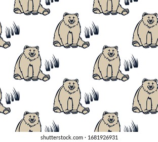 Oso doodle dibujado a mano con fondo vectorial. Ilustración de tinta dibujada a mano. Marco decorativo moderno. Patrón vectorial. Impresión para textiles, paños, papel pintado, rayado