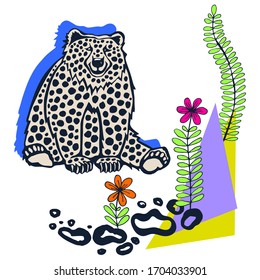 Vector background hand drawn doodle bear. Hand drawn ink illustration. Modern ornamental decorative background. Vector pattern. Print for textile, cloth, wallpaper, scrapbooking