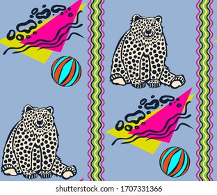 Vector background hand drawn doodle bear. Hand drawn ink illustration. Modern ornamental decorative background. Vector pattern. Print for textile, cloth, wallpaper, scrapbooking