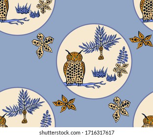 Vector background hand drawn doodle owl. Hand drawn ink illustration. Modern ornamental decorative background. Vector pattern. Print for textile, cloth, wallpaper, scrapbooking