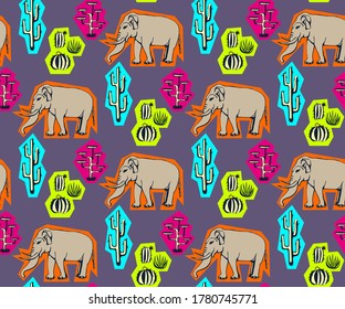 Vector background hand drawn doodle elephant. Hand drawn ink illustration. Modern ornamental decorative background. Vector pattern. Print for textile, cloth, wallpaper, scrapbooking