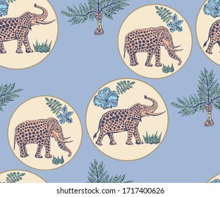 Vector background hand drawn elephant. Hand drawn ink illustration. Modern ornamental decorative background. Vector pattern. Print for textile, cloth, wallpaper, scrapbooking