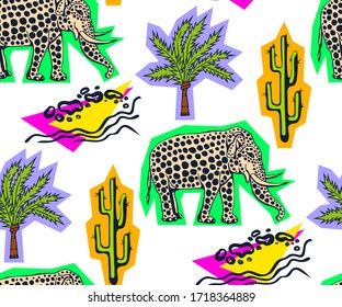 Vector background hand drawn elephant. Hand drawn ink illustration. Modern ornamental decorative background. Vector pattern. Print for textile, cloth, wallpaper, scrapbooking