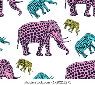 Vector background hand drawn elephant. Hand drawn ink illustration. Modern ornamental decorative background. Vector pattern. Print for textile, cloth, wallpaper, scrapbooking