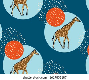 Vector background hand drawn exotic wild animals. Hand drawn ink illustration. Modern ornamental decorative background. Vector pattern. Print for textile, cloth, wallpaper, scrapbooking