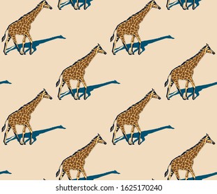 Vector background hand drawn exotic wild animals. Hand drawn ink illustration. Modern ornamental decorative background. Vector pattern. Print for textile, cloth, wallpaper, scrapbooking