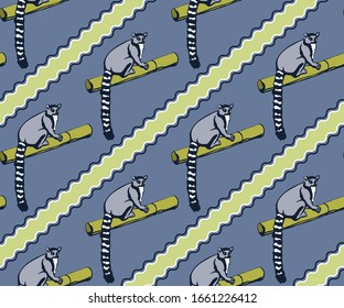 Vector background hand drawn exotic wild animals. Hand drawn ink illustration. Modern ornamental decorative background. Vector pattern. Print for textile, cloth, wallpaper, scrapbooking