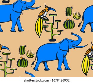 Vector background hand drawn exotic wild animals. Hand drawn ink illustration. Modern ornamental decorative background. Vector pattern. Print for textile, cloth, wallpaper, scrapbooking