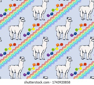 Vector background hand drawn exotic wild llama alpaca. Hand drawn ink illustration. Modern ornamental decorative background. Vector pattern. Print for textile, cloth, wallpaper, scrapbooking