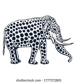 Vector background hand drawn exotic wild animals elephant. Hand drawn ink illustration. Modern ornamental decorative background. Print for textile, cloth, wallpaper, scrapbooking