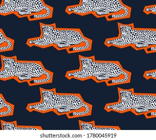 Vector background hand drawn exotic wild cats. Hand drawn ink illustration. Modern ornamental decorative background. 