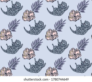 Vector background hand drawn exotic wild otter. Hand drawn ink illustration. Modern ornamental decorative background. 