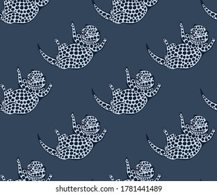 Vector background hand drawn exotic wild otter. Hand drawn ink illustration. Modern ornamental decorative background. 