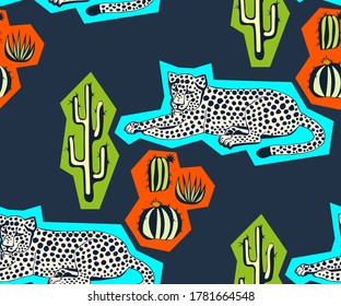 Vector background hand drawn exotic wild cats. Hand drawn ink illustration. Modern ornamental decorative background. 